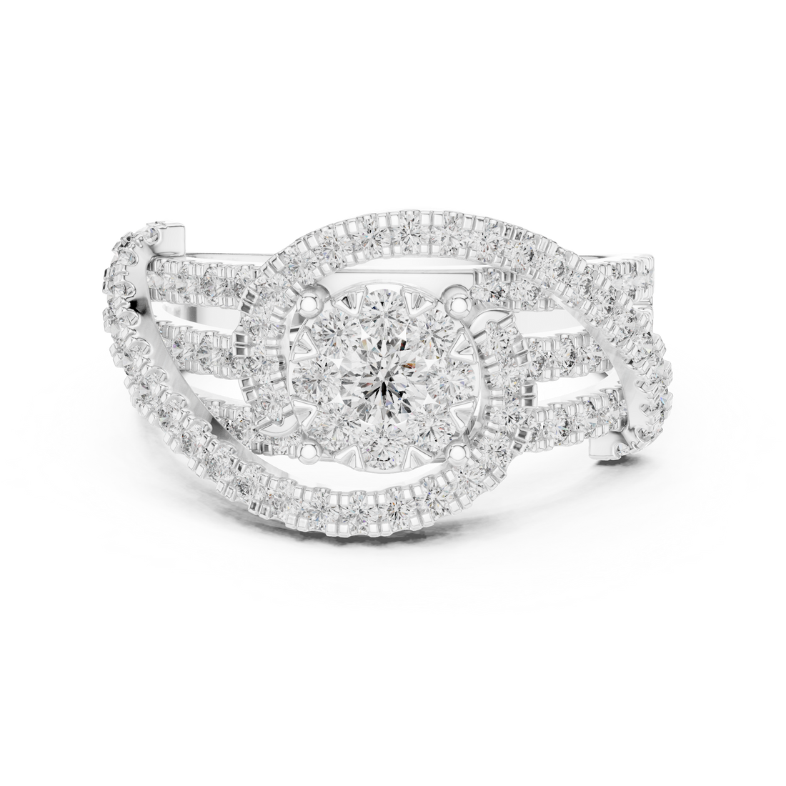 IGI Certified Multi-Layer Halo Lab-Grown Diamond Ring | Kiashaa Jewellery