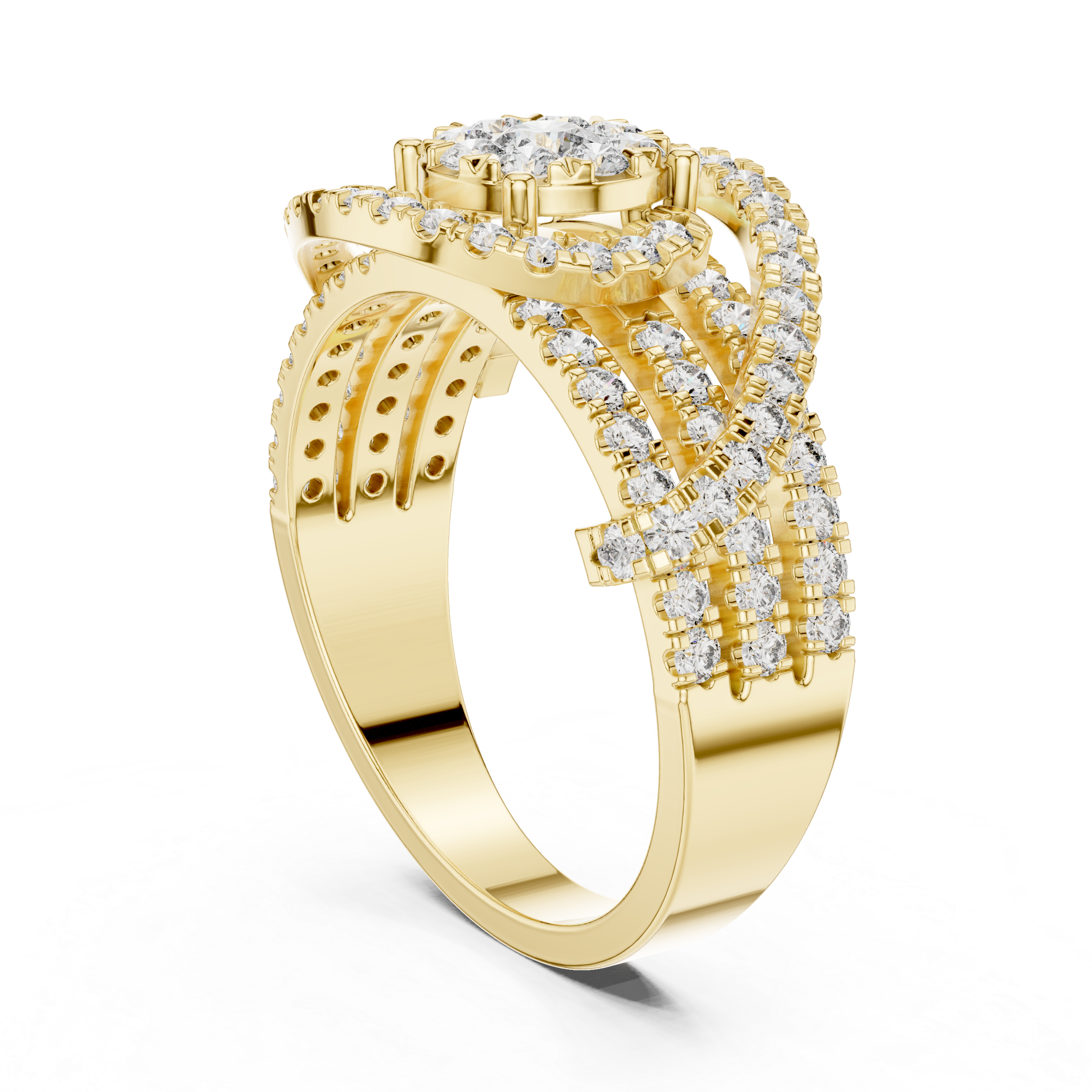 IGI Certified Multi-Layer Halo Lab-Grown Diamond Ring | Kiashaa Jewellery