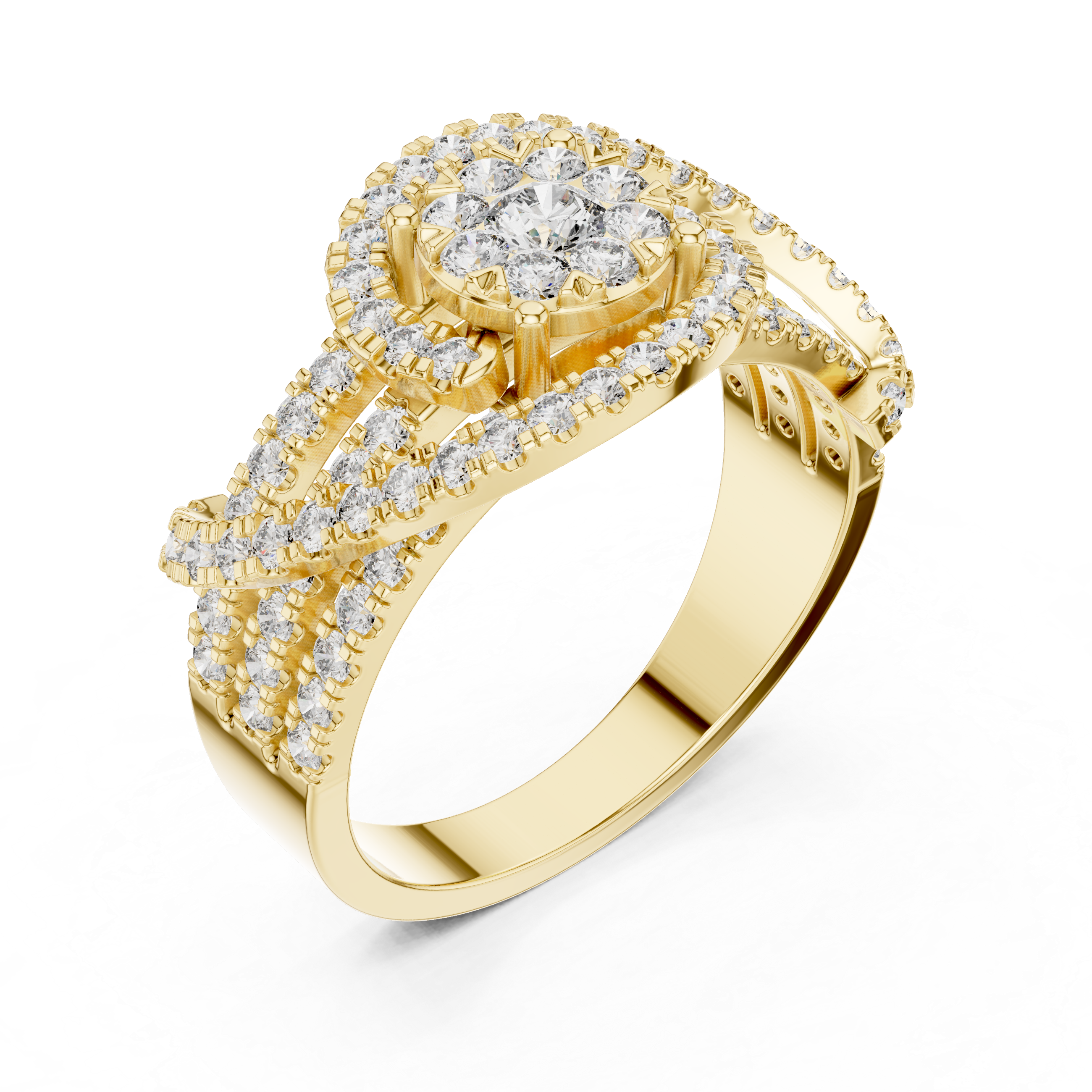 IGI Certified Multi-Layer Halo Lab-Grown Diamond Ring | Kiashaa Jewellery