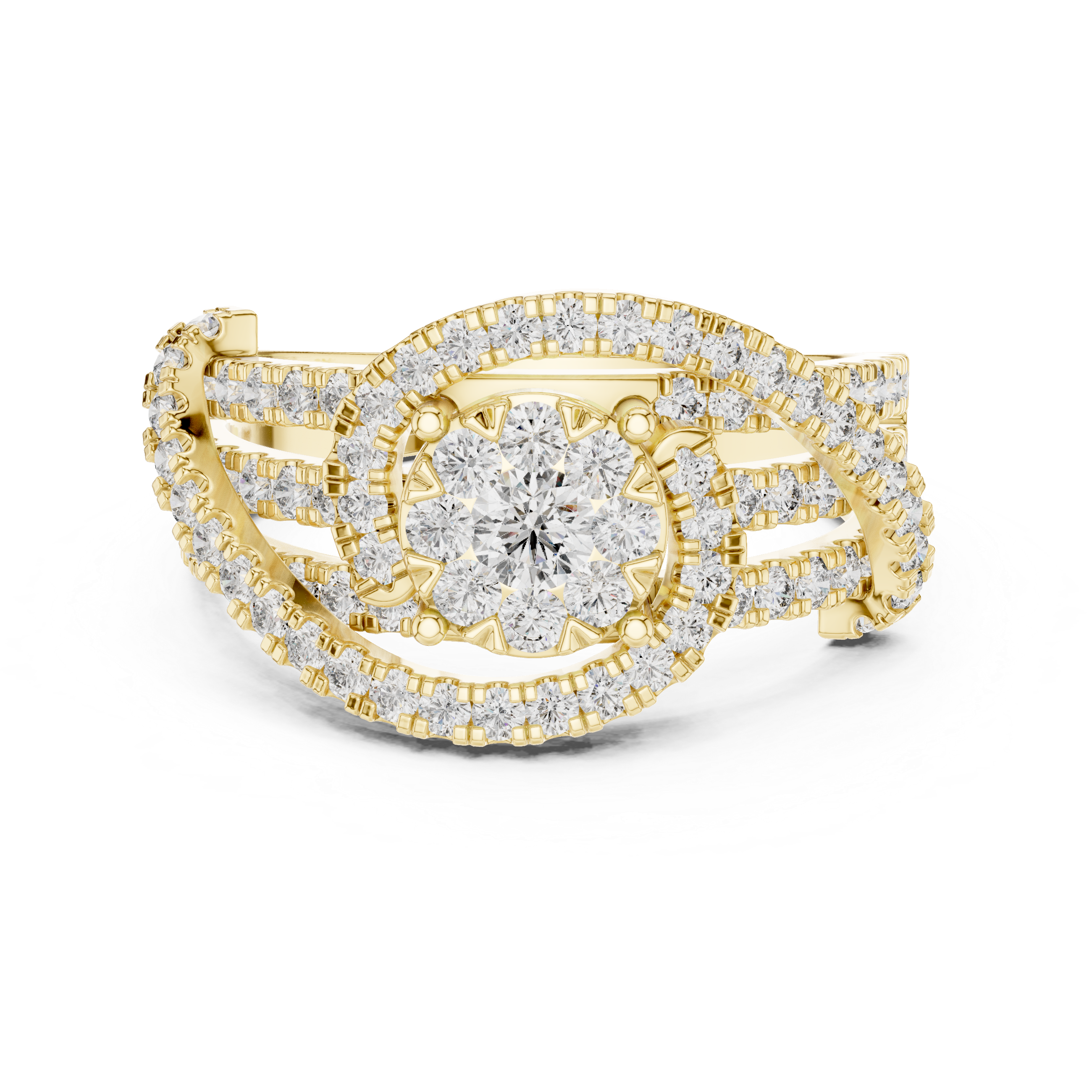 IGI Certified Multi-Layer Halo Lab-Grown Diamond Ring | Kiashaa Jewellery