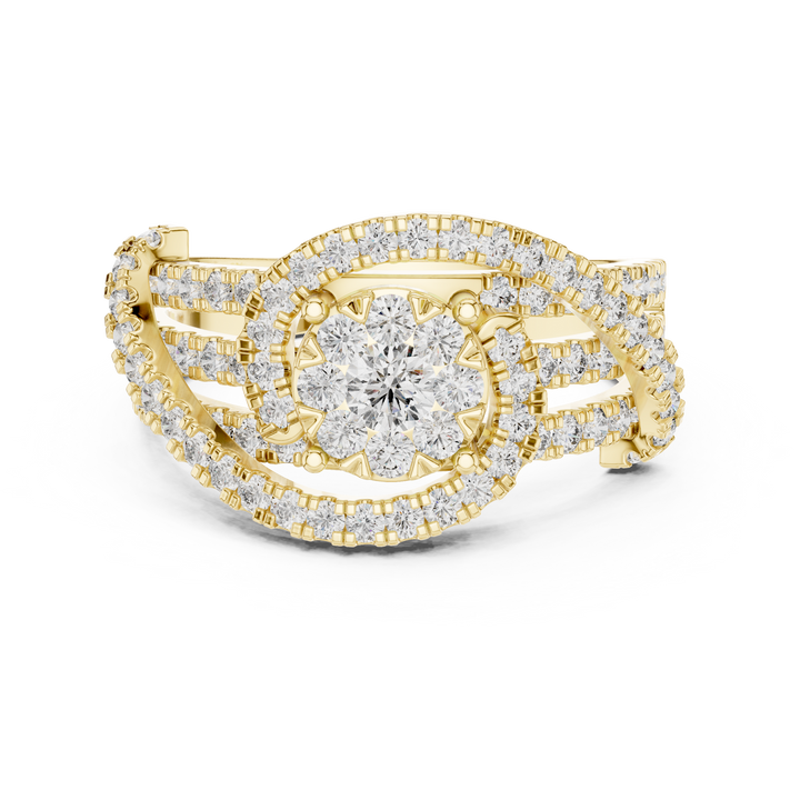 IGI Certified Multi-Layer Halo Lab-Grown Diamond Ring | Kiashaa Jewellery