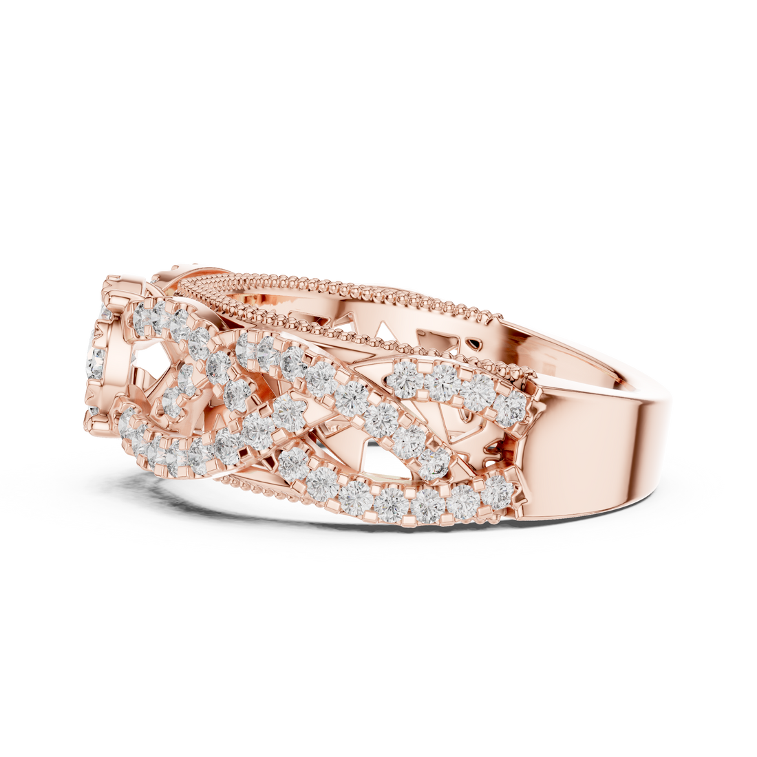 IGI Certified Multi-Layer Halo Lab-Grown Diamond Ring in Rose Gold | Kiashaa Jewellery