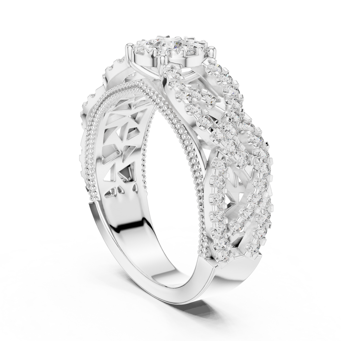 IGI Certified Multi-Layer Halo Lab-Grown Diamond Ring in Rose Gold | Kiashaa Jewellery