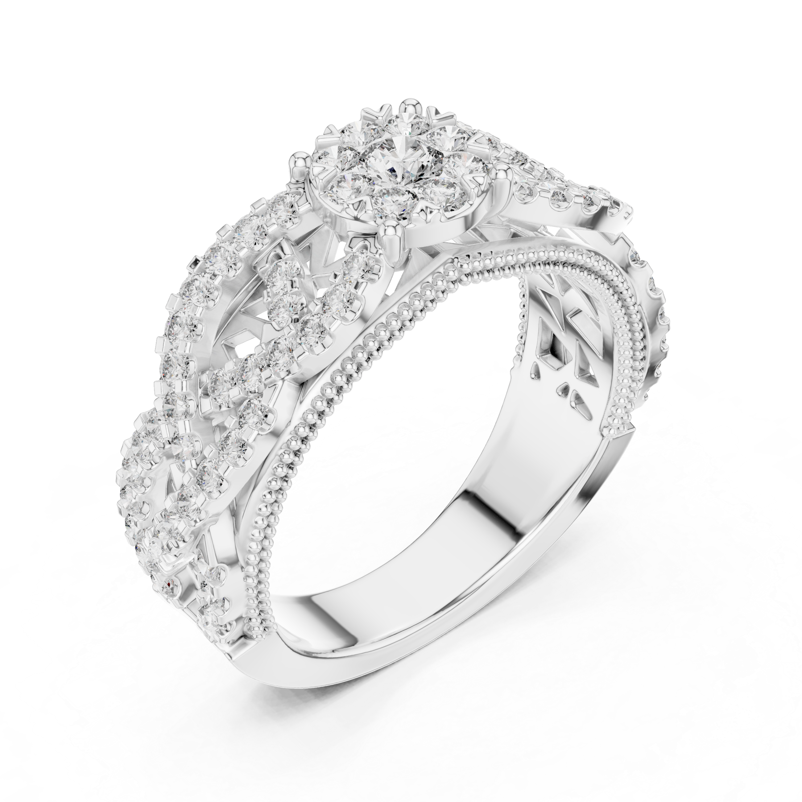 IGI Certified Multi-Layer Halo Lab-Grown Diamond Ring in Rose Gold | Kiashaa Jewellery