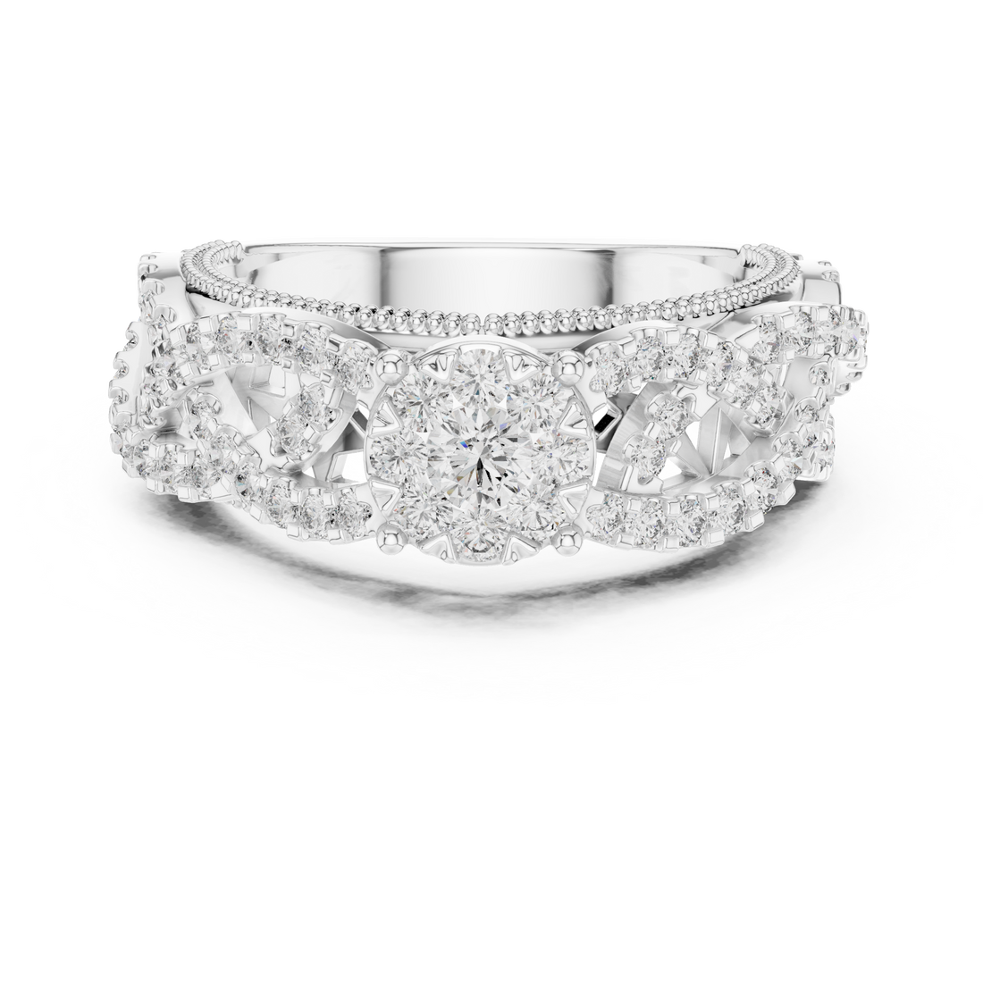 IGI Certified Multi-Layer Halo Lab-Grown Diamond Ring in Rose Gold | Kiashaa Jewellery