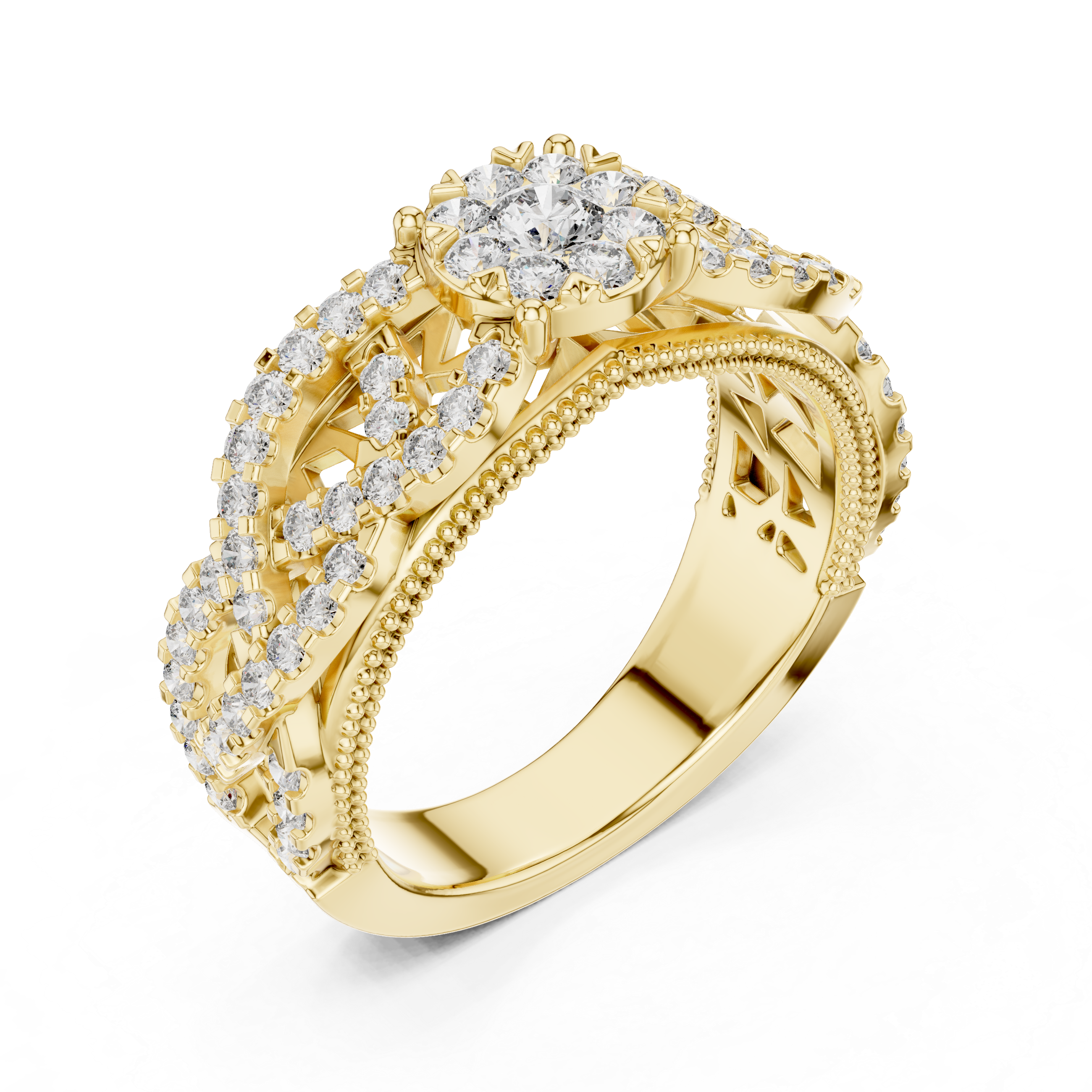 IGI Certified Multi-Layer Halo Lab-Grown Diamond Ring in Rose Gold | Kiashaa Jewellery