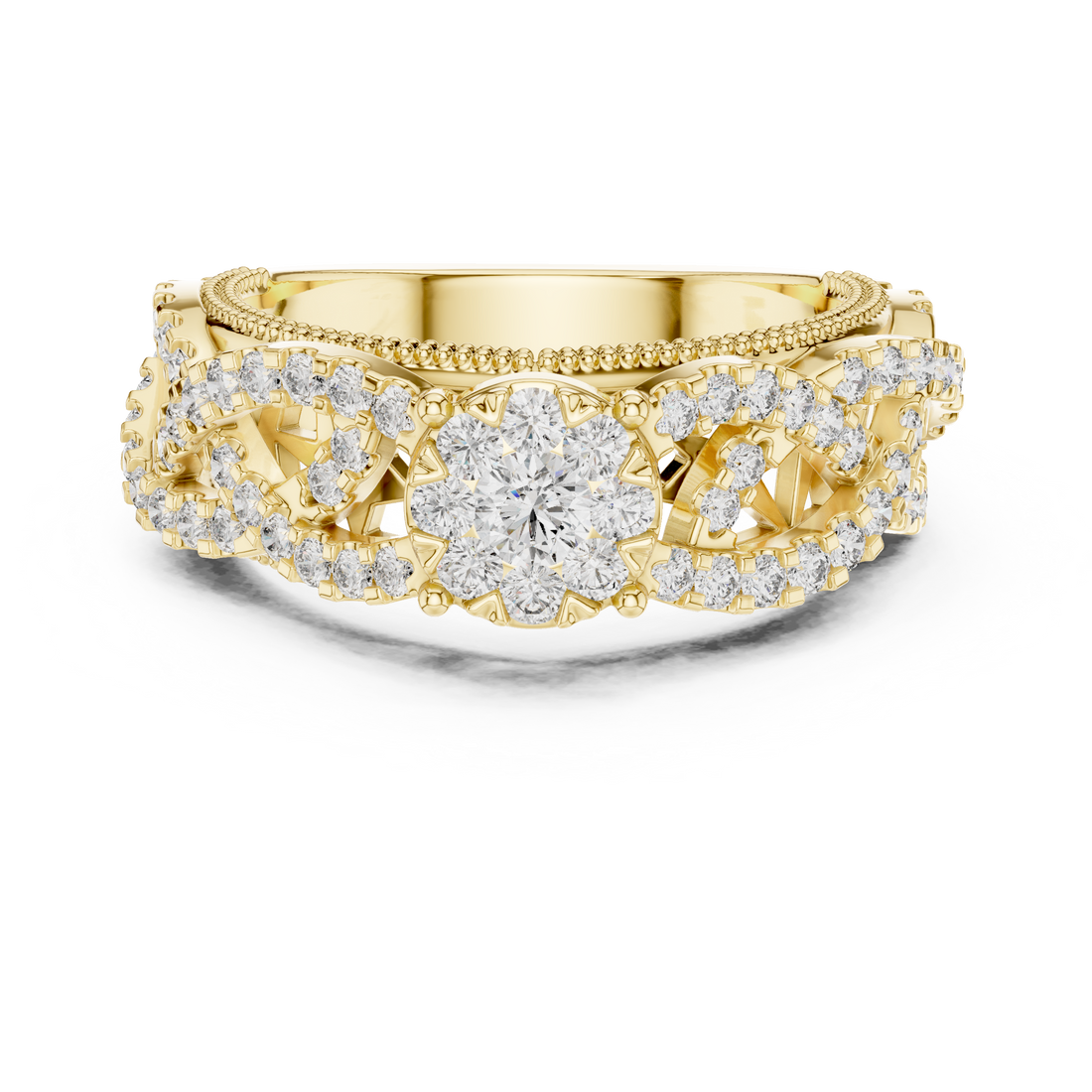 IGI Certified Multi-Layer Halo Lab-Grown Diamond Ring in Rose Gold | Kiashaa Jewellery