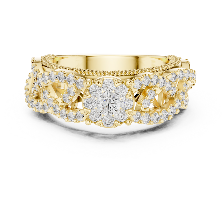 IGI Certified Multi-Layer Halo Lab-Grown Diamond Ring in Rose Gold | Kiashaa Jewellery