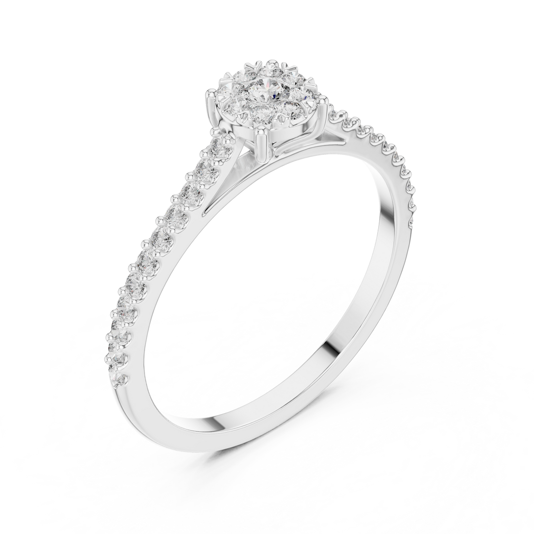 IGI Certified Lab-Grown Diamond Halo Engagement Ring | Kiashaa Jewellery