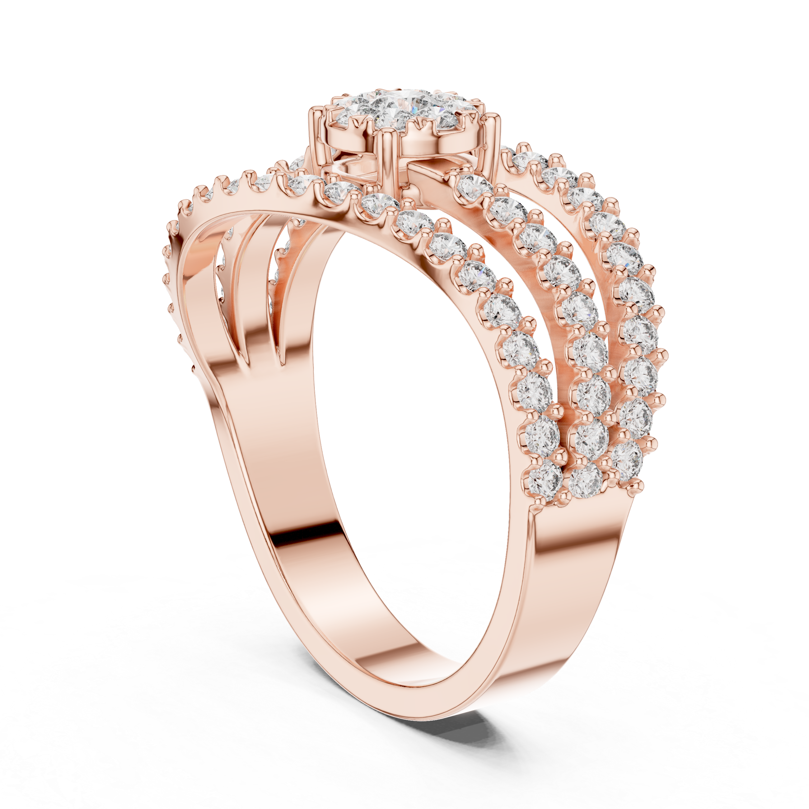 IGI Certified Lab-Grown Diamond Halo Engagement Ring in Rose Gold | Kiashaa Jewellery