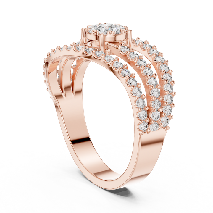 IGI Certified Lab-Grown Diamond Halo Engagement Ring in Rose Gold | Kiashaa Jewellery