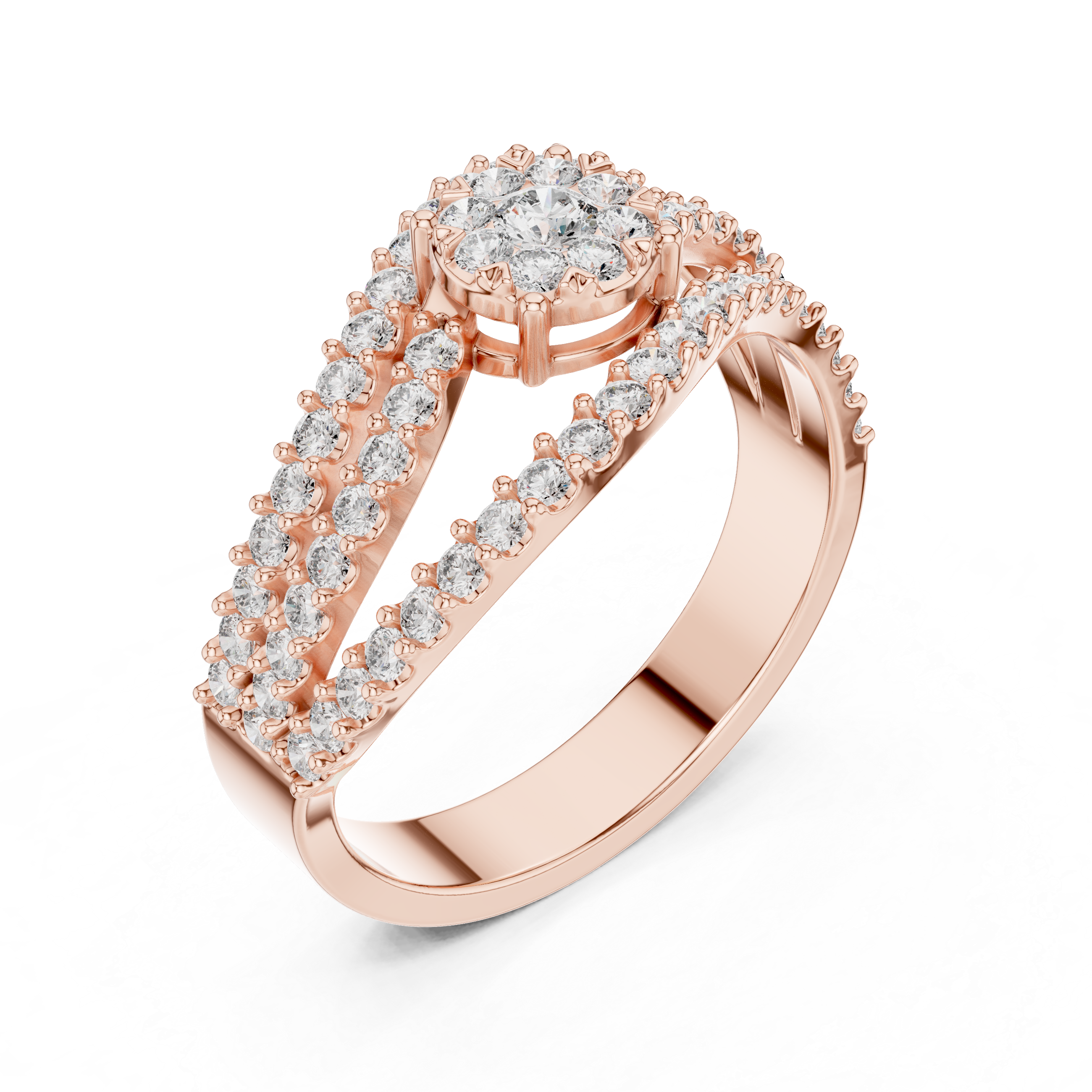 IGI Certified Lab-Grown Diamond Halo Engagement Ring in Rose Gold | Kiashaa Jewellery