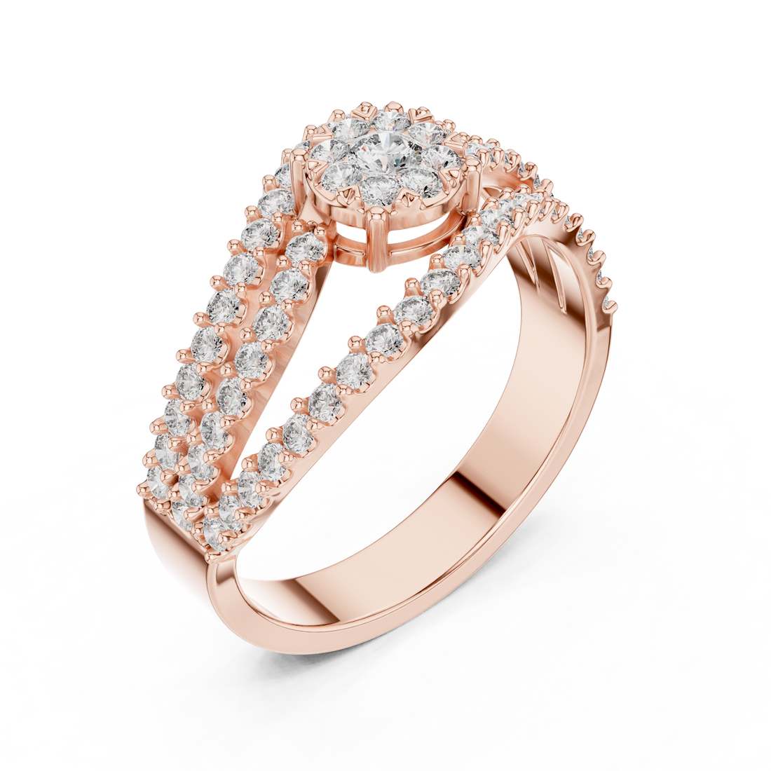 IGI Certified Lab-Grown Diamond Halo Engagement Ring in Rose Gold | Kiashaa Jewellery