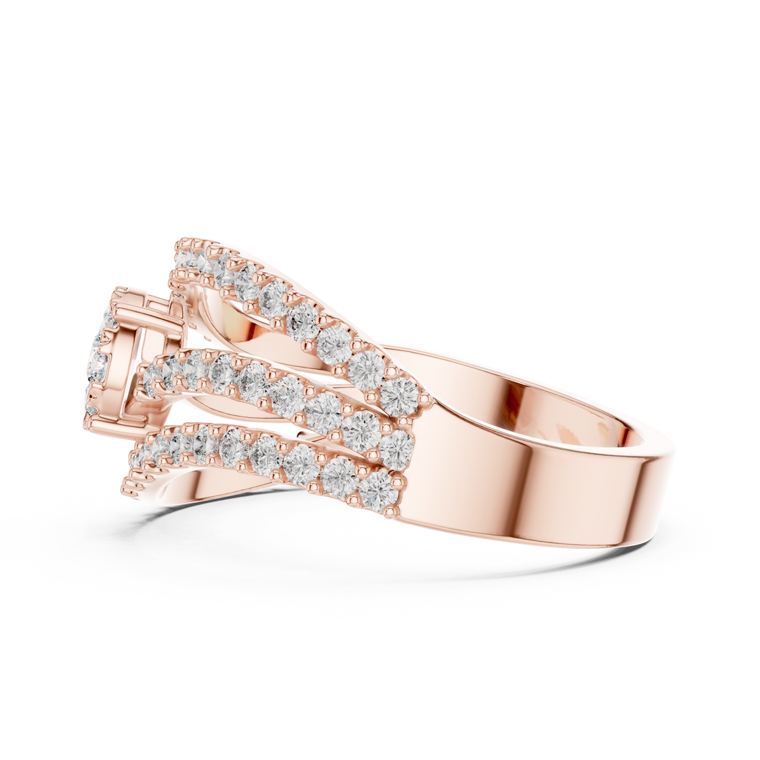 IGI Certified Lab-Grown Diamond Halo Engagement Ring in Rose Gold | Kiashaa Jewellery