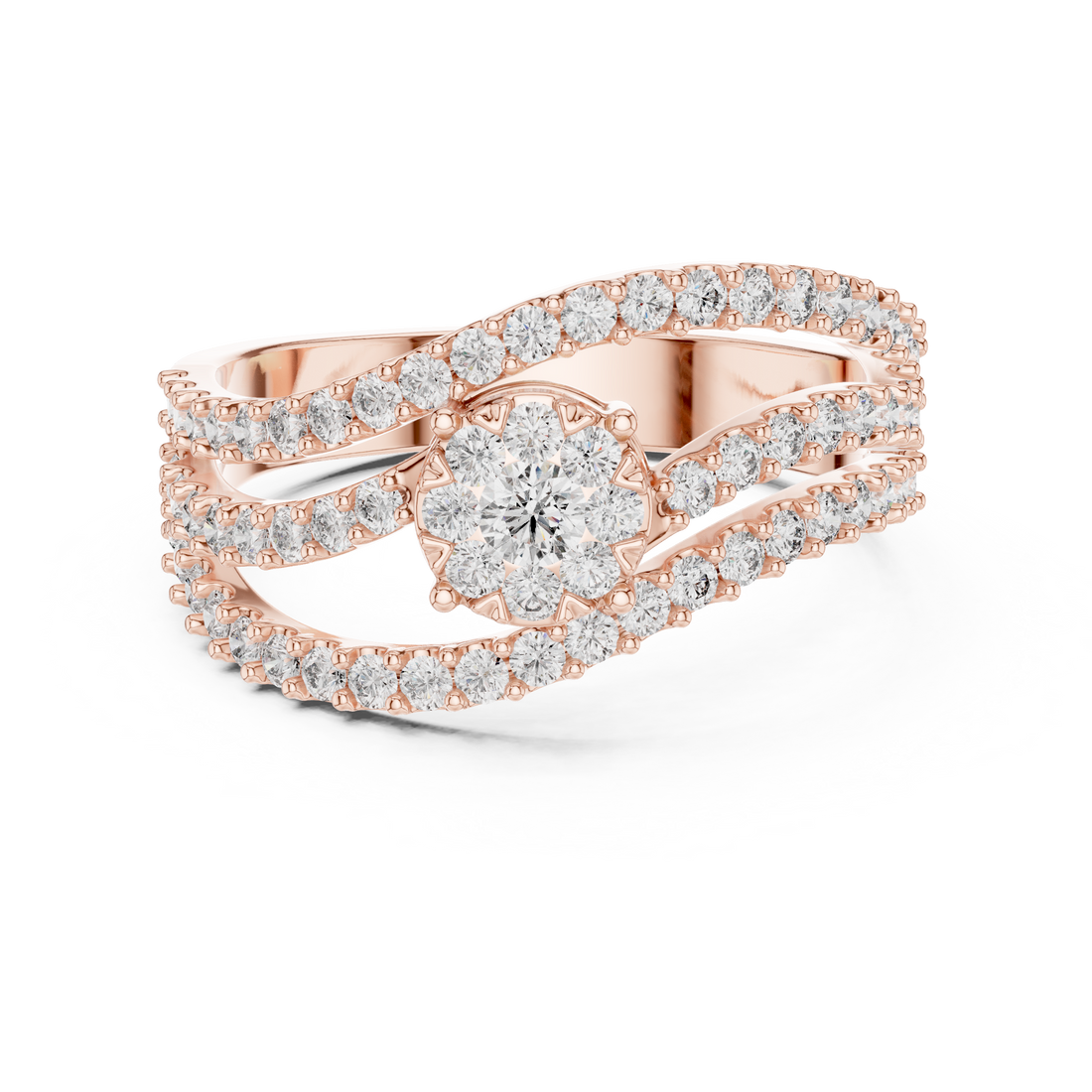 IGI Certified Lab-Grown Diamond Halo Engagement Ring in Rose Gold | Kiashaa Jewellery