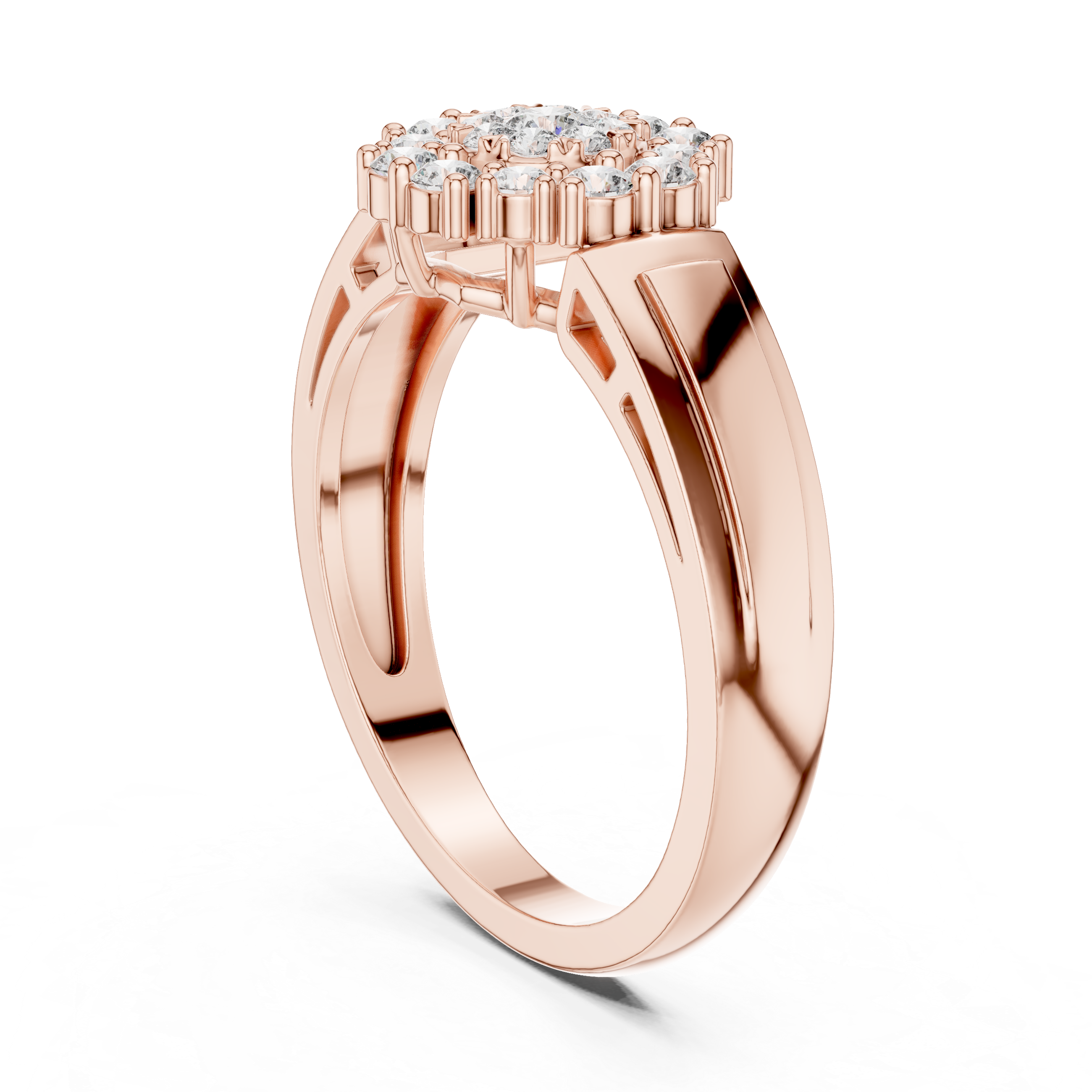 IGI Certified Lab-Grown Diamond Cluster Ring in Rose Gold | Kiashaa Jewellery
