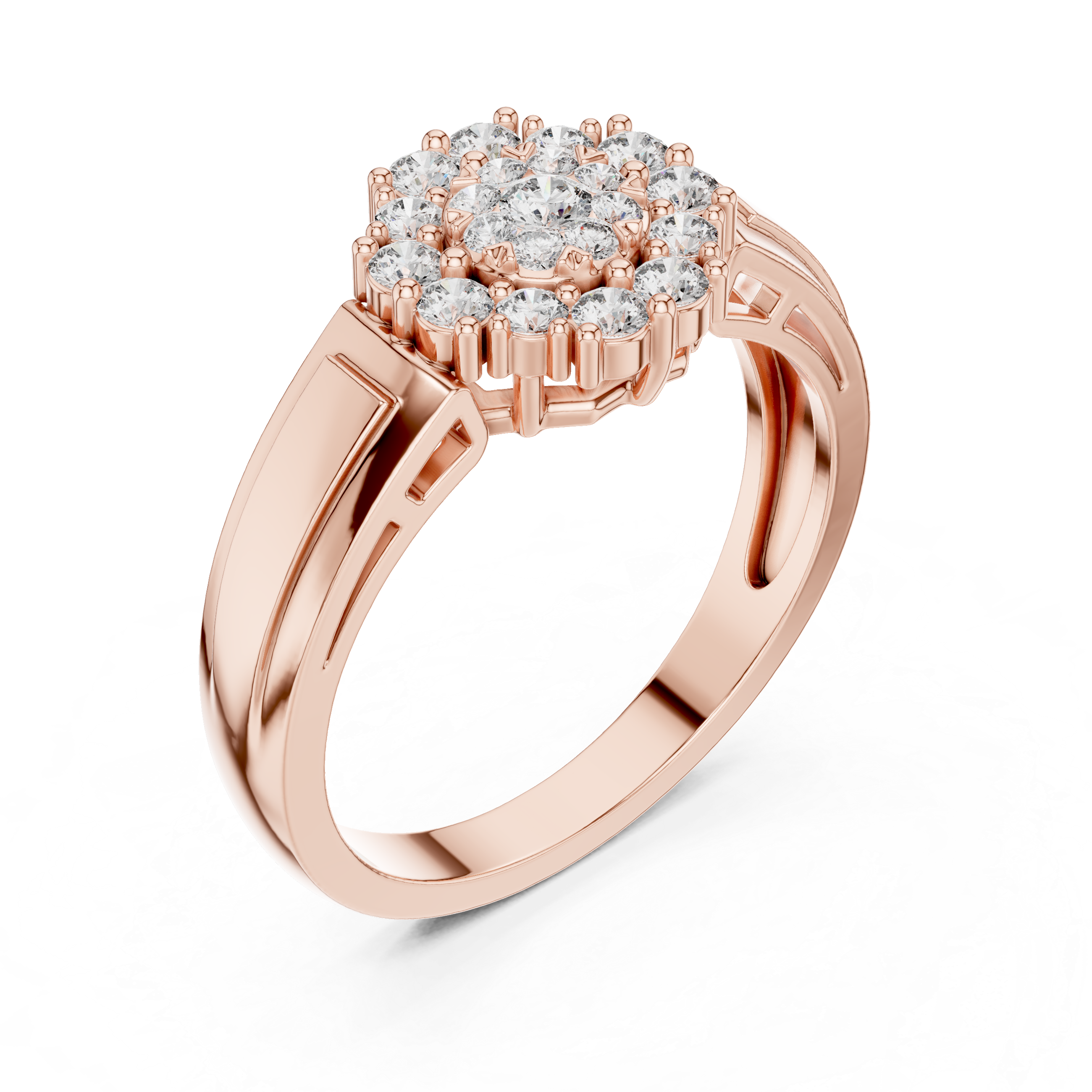 IGI Certified Lab-Grown Diamond Cluster Ring in Rose Gold | Kiashaa Jewellery