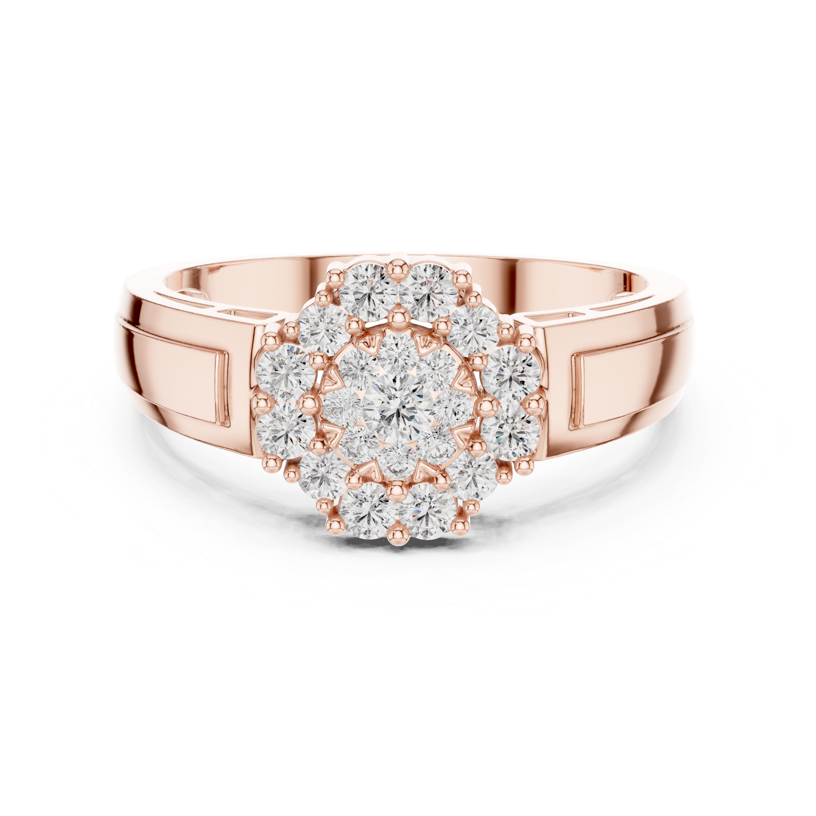 IGI Certified Lab-Grown Diamond Cluster Ring in Rose Gold | Kiashaa Jewellery
