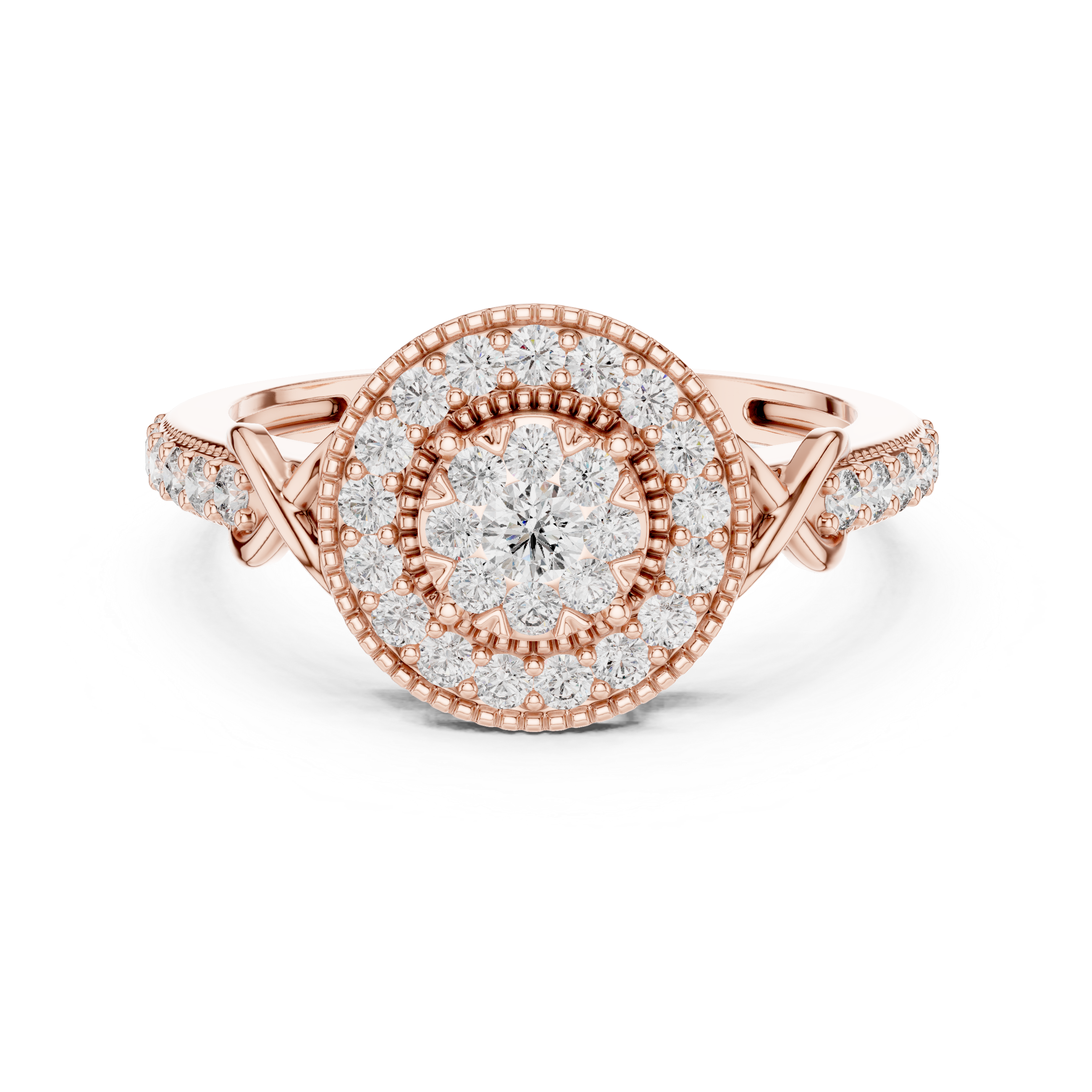 IGI Certified Halo Lab-Grown Diamond Ring in Rose Gold | Kiashaa Jewellery