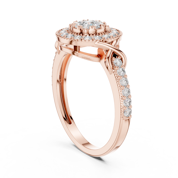 IGI Certified Halo Lab-Grown Diamond Ring in Rose Gold | Kiashaa Jewellery