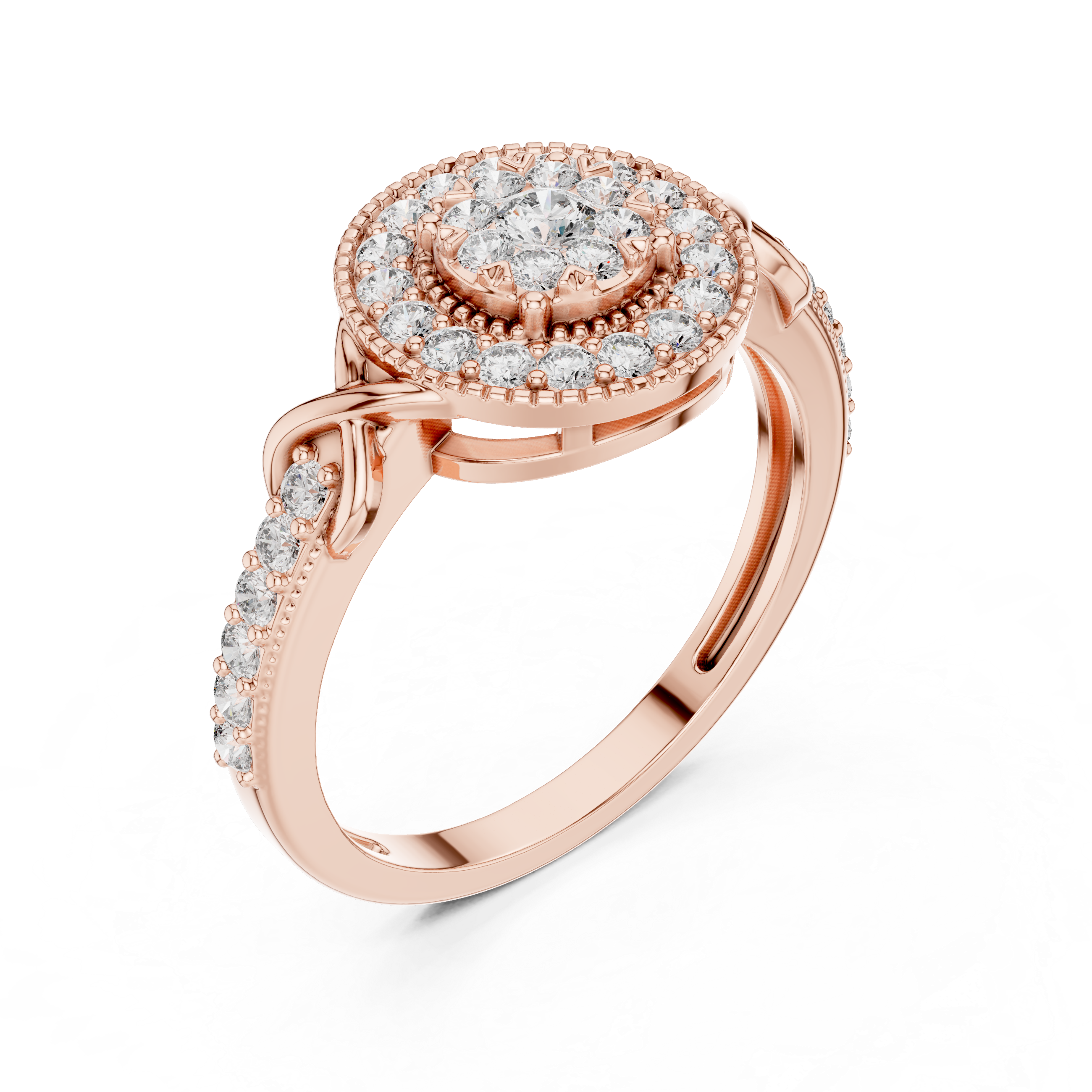 IGI Certified Halo Lab-Grown Diamond Ring in Rose Gold | Kiashaa Jewellery