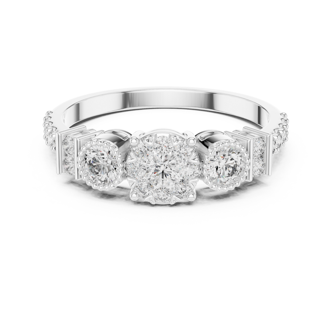 IGI Certified Triple Halo Lab-Grown Diamond Ring in Rose Gold | Kiashaa Jewellery