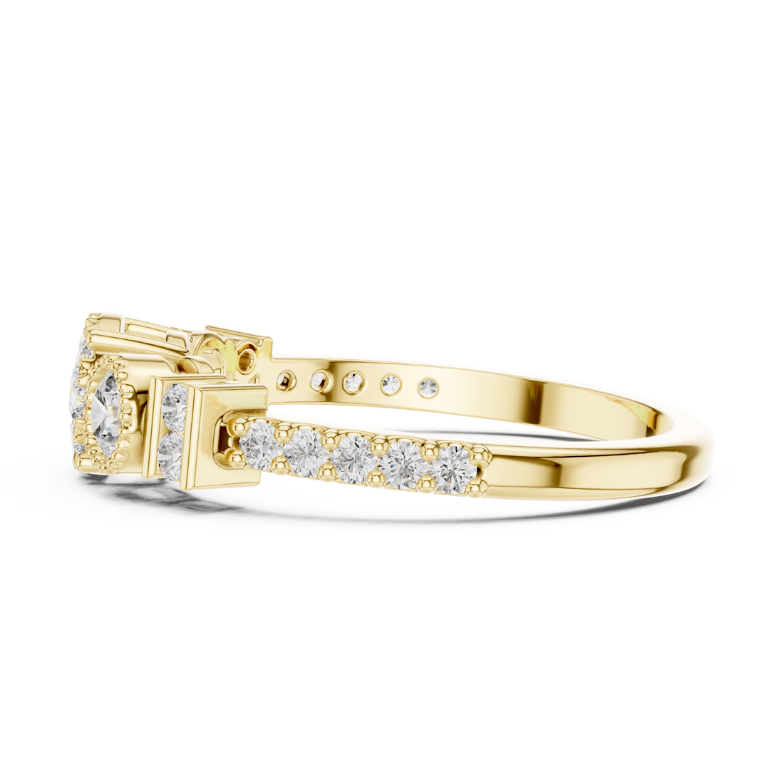 IGI Certified Triple Halo Lab-Grown Diamond Ring in Rose Gold | Kiashaa Jewellery