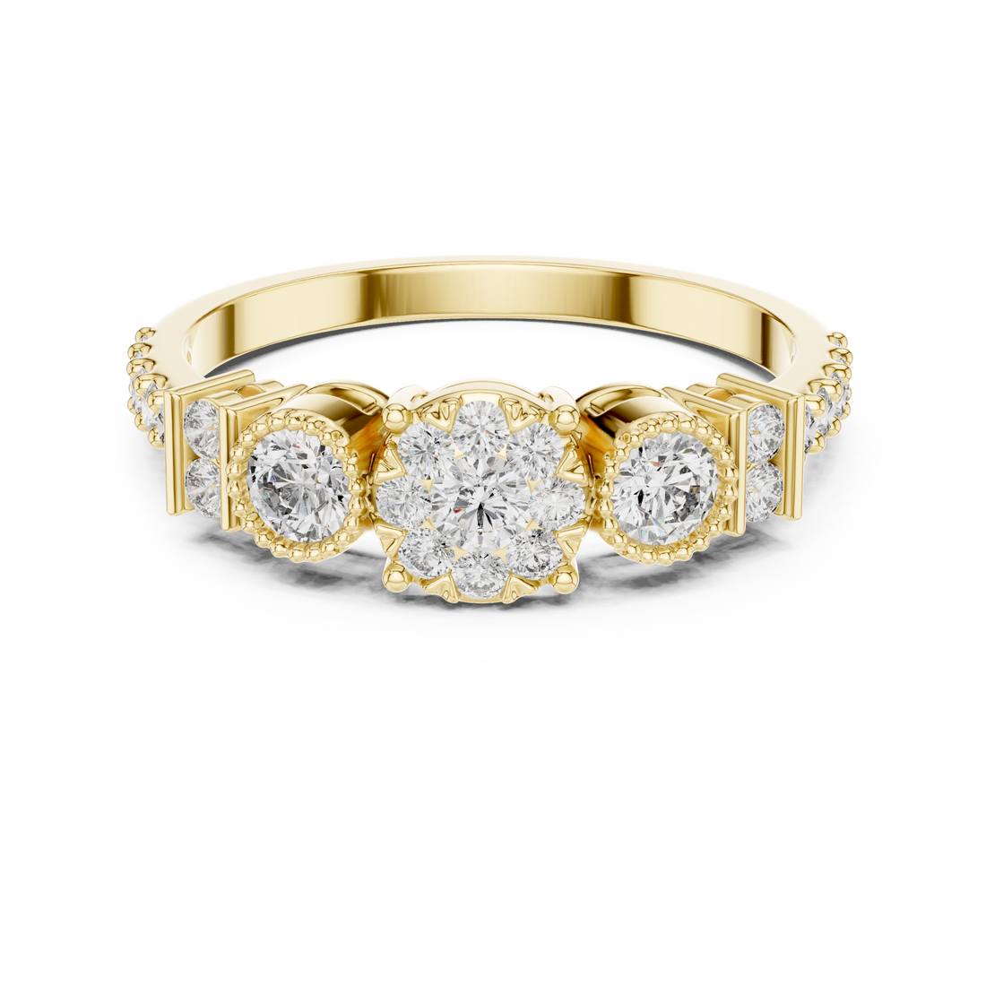 IGI Certified Triple Halo Lab-Grown Diamond Ring in Rose Gold | Kiashaa Jewellery