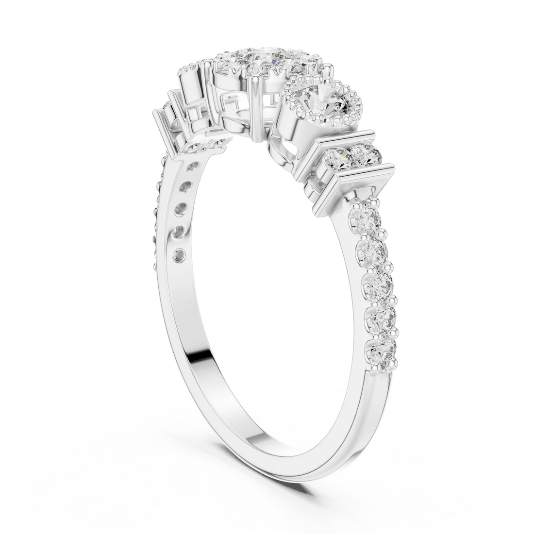 IGI Certified Triple Halo Lab-Grown Diamond Ring in Rose Gold | Kiashaa Jewellery