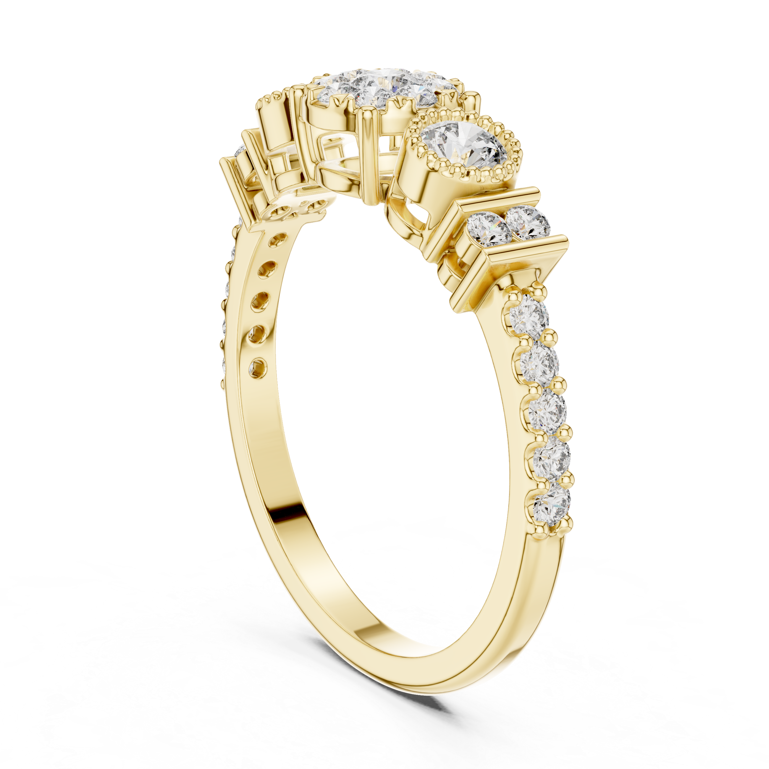 IGI Certified Triple Halo Lab-Grown Diamond Ring in Rose Gold | Kiashaa Jewellery