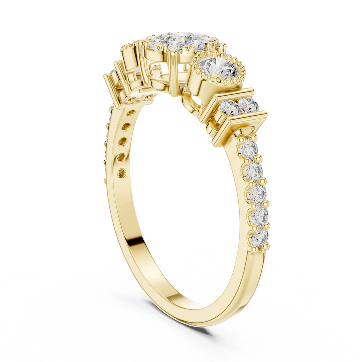 IGI Certified Triple Halo Lab-Grown Diamond Ring in Rose Gold | Kiashaa Jewellery