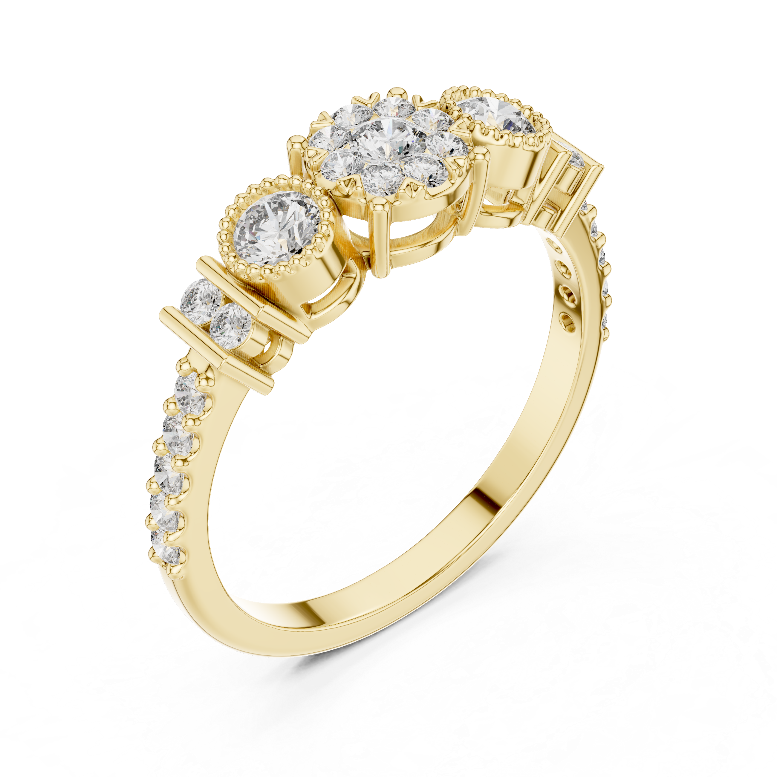 IGI Certified Triple Halo Lab-Grown Diamond Ring in Rose Gold | Kiashaa Jewellery
