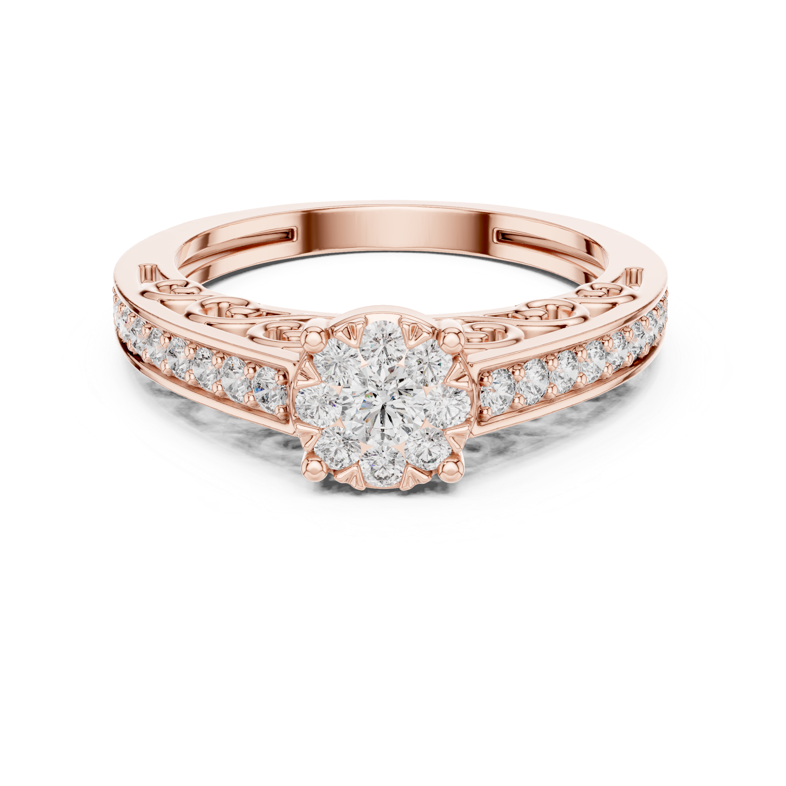 IGI Certified Lab-Grown Diamond Designer Engagement Ring in 14K & 18K Rose Gold | Kiashaa Jewellery