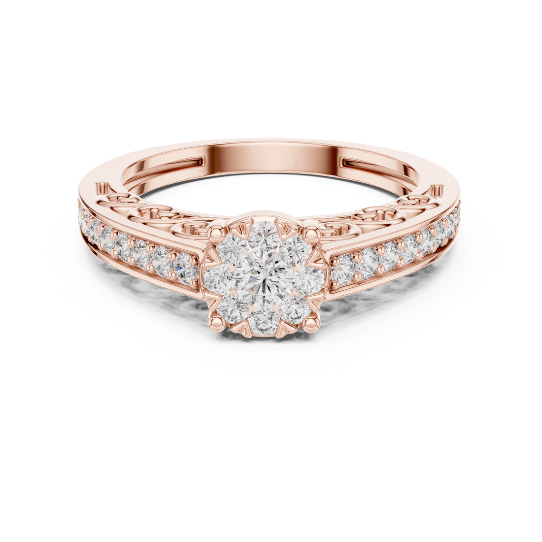 IGI Certified Lab-Grown Diamond Designer Engagement Ring in 14K & 18K Rose Gold | Kiashaa Jewellery