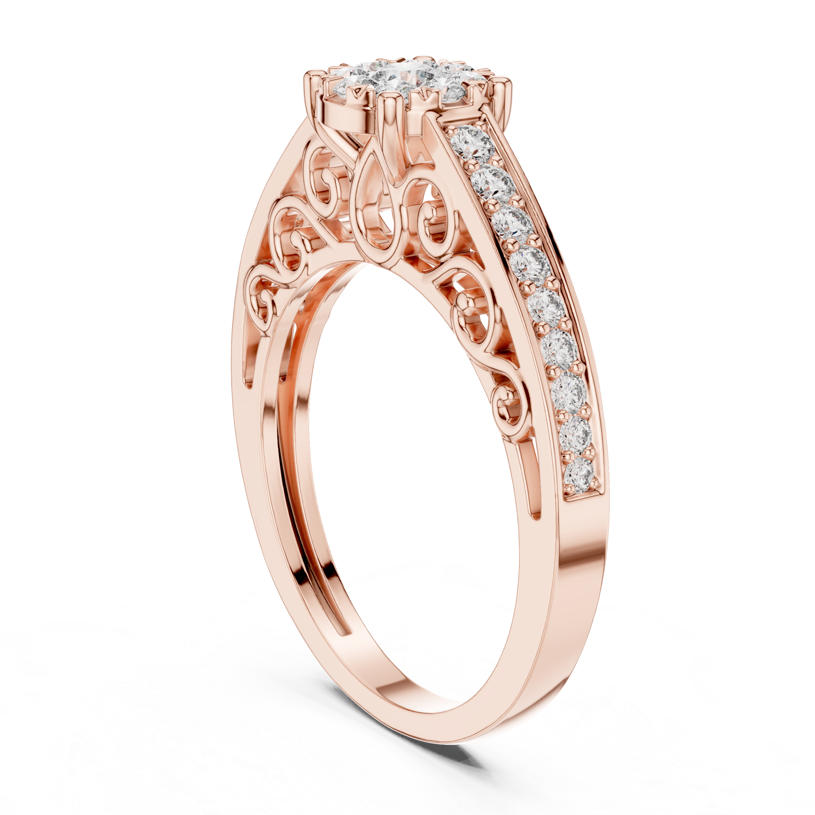 IGI Certified Lab-Grown Diamond Designer Engagement Ring in 14K & 18K Rose Gold | Kiashaa Jewellery