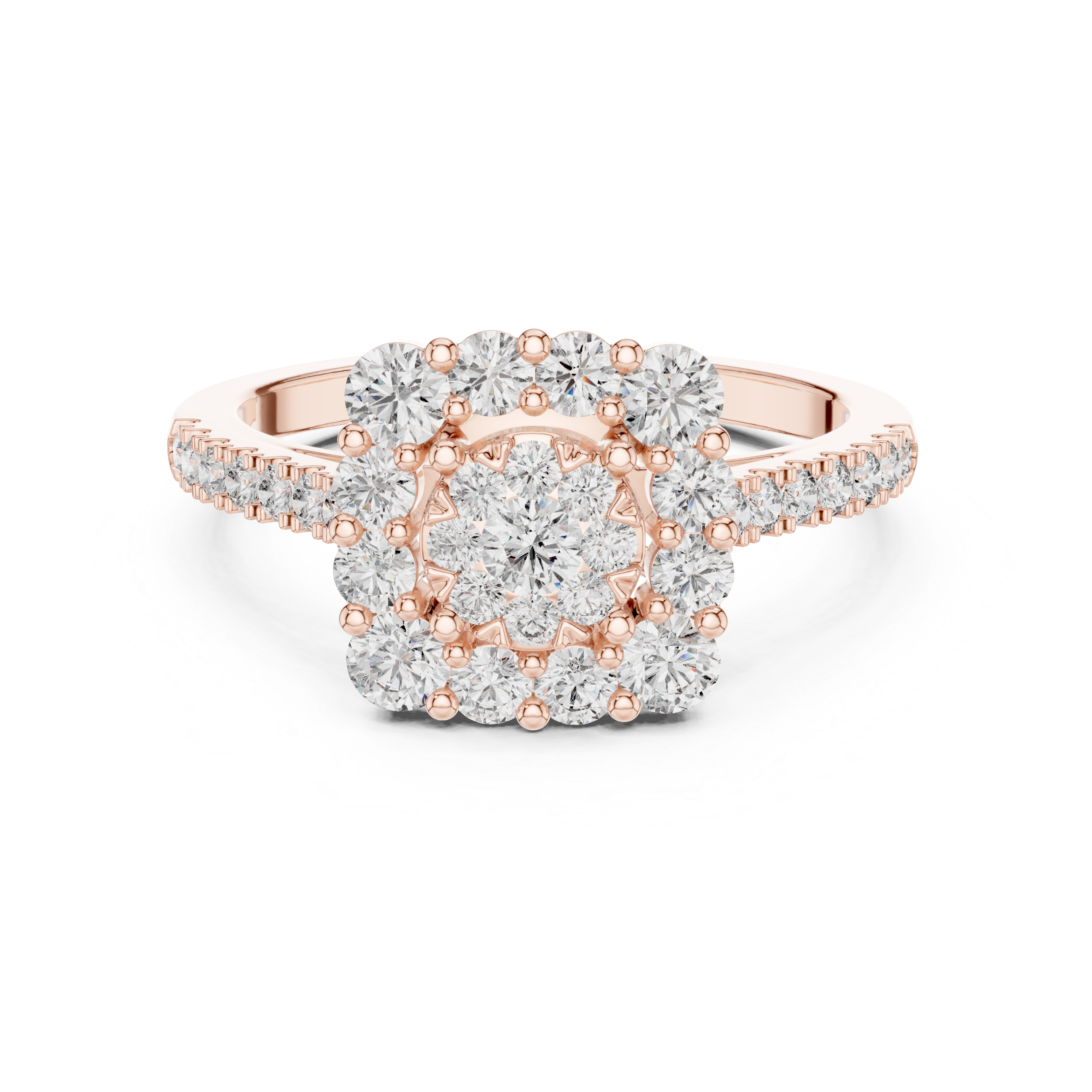IGI Certified Halo Lab-Grown Diamond Engagement Ring in 14K & 18K Rose Gold | Kiashaa Jewellery