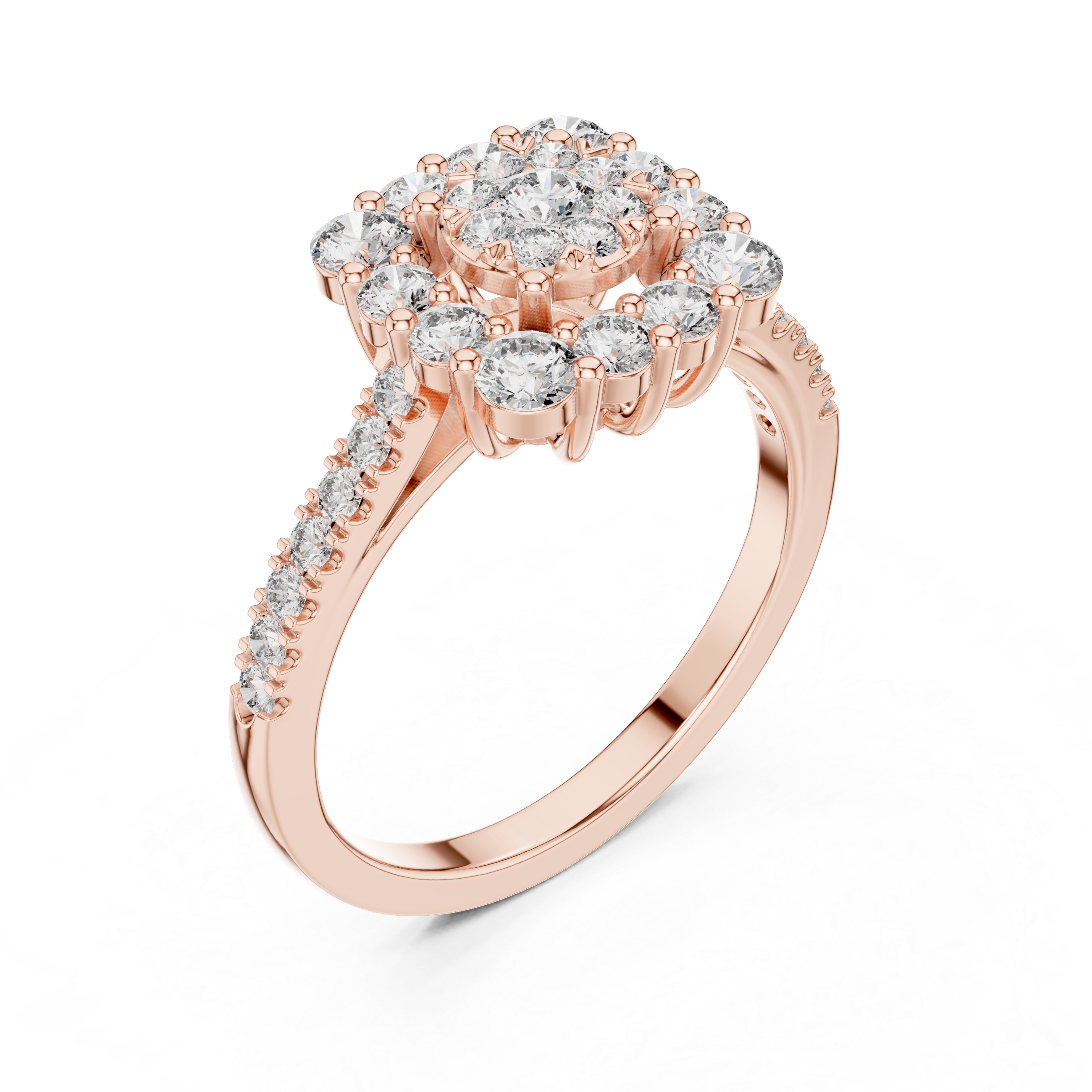 IGI Certified Halo Lab-Grown Diamond Engagement Ring in 14K & 18K Rose Gold | Kiashaa Jewellery