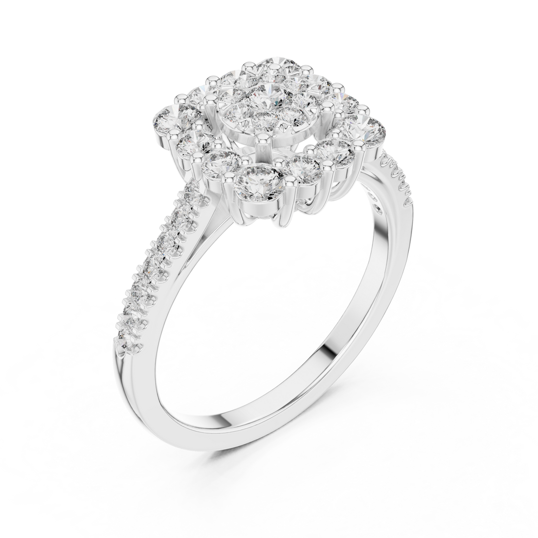 IGI Certified Halo Lab-Grown Diamond Engagement Ring in 14K & 18K Rose Gold | Kiashaa Jewellery