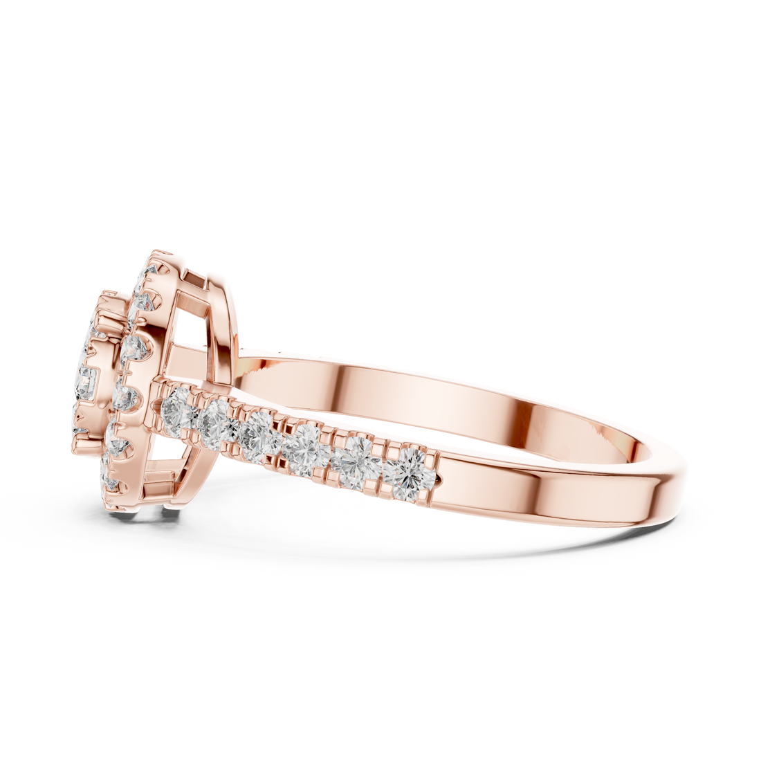 IGI Certified Double Halo Lab-Grown Diamond Engagement Ring in 14K & 18K Rose Gold | Kiashaa Jewellery