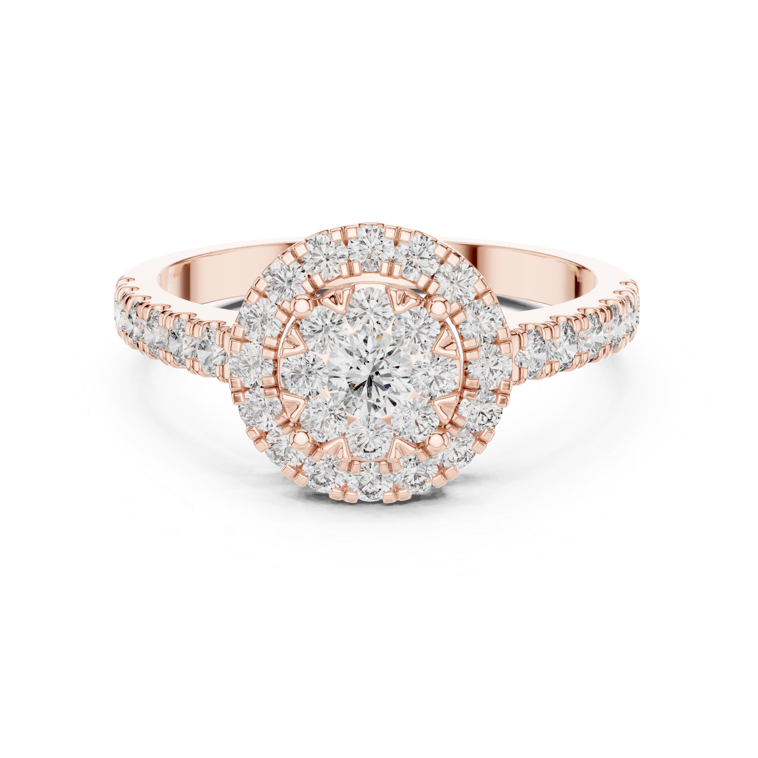 IGI Certified Double Halo Lab-Grown Diamond Engagement Ring in 14K & 18K Rose Gold | Kiashaa Jewellery