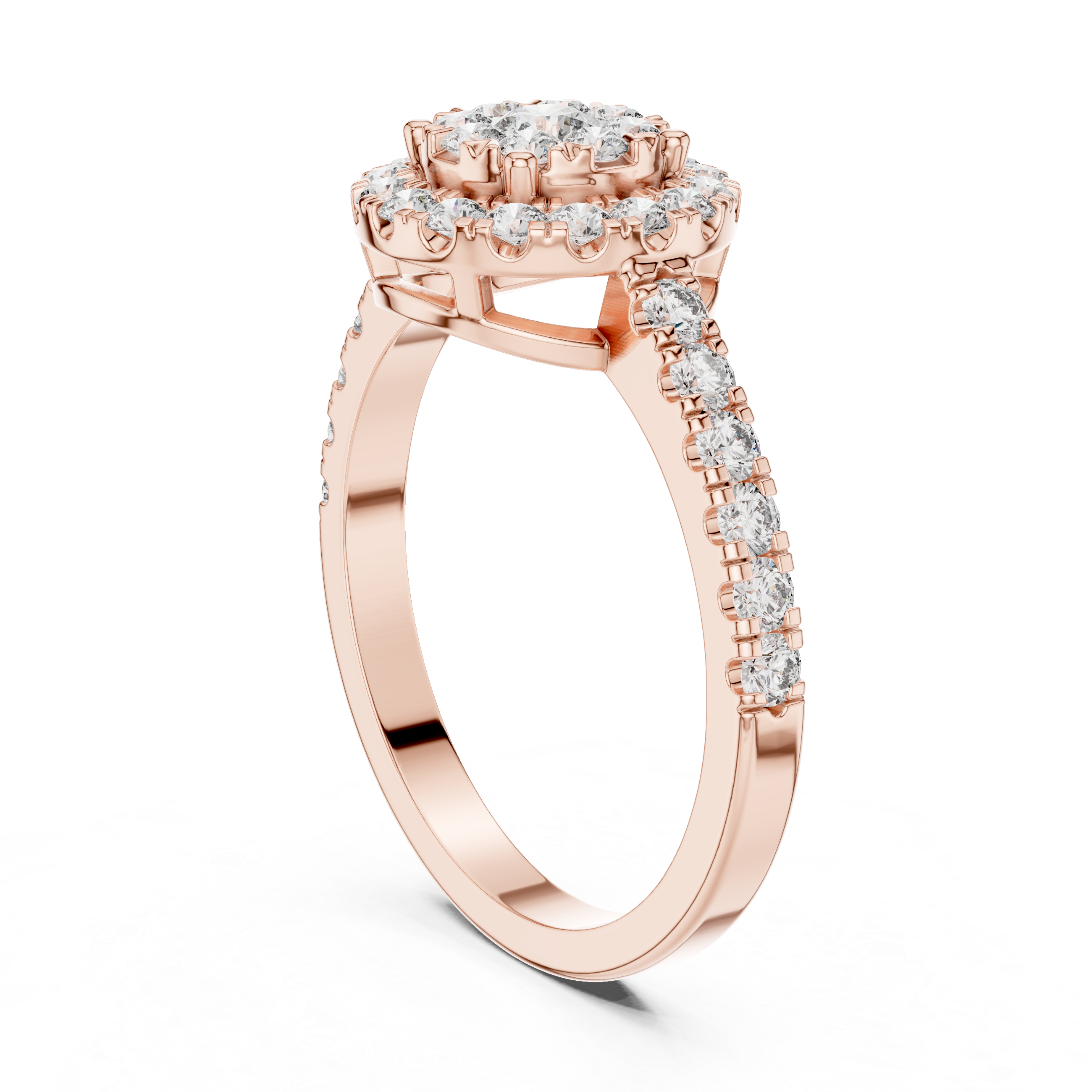 IGI Certified Double Halo Lab-Grown Diamond Engagement Ring in 14K & 18K Rose Gold | Kiashaa Jewellery