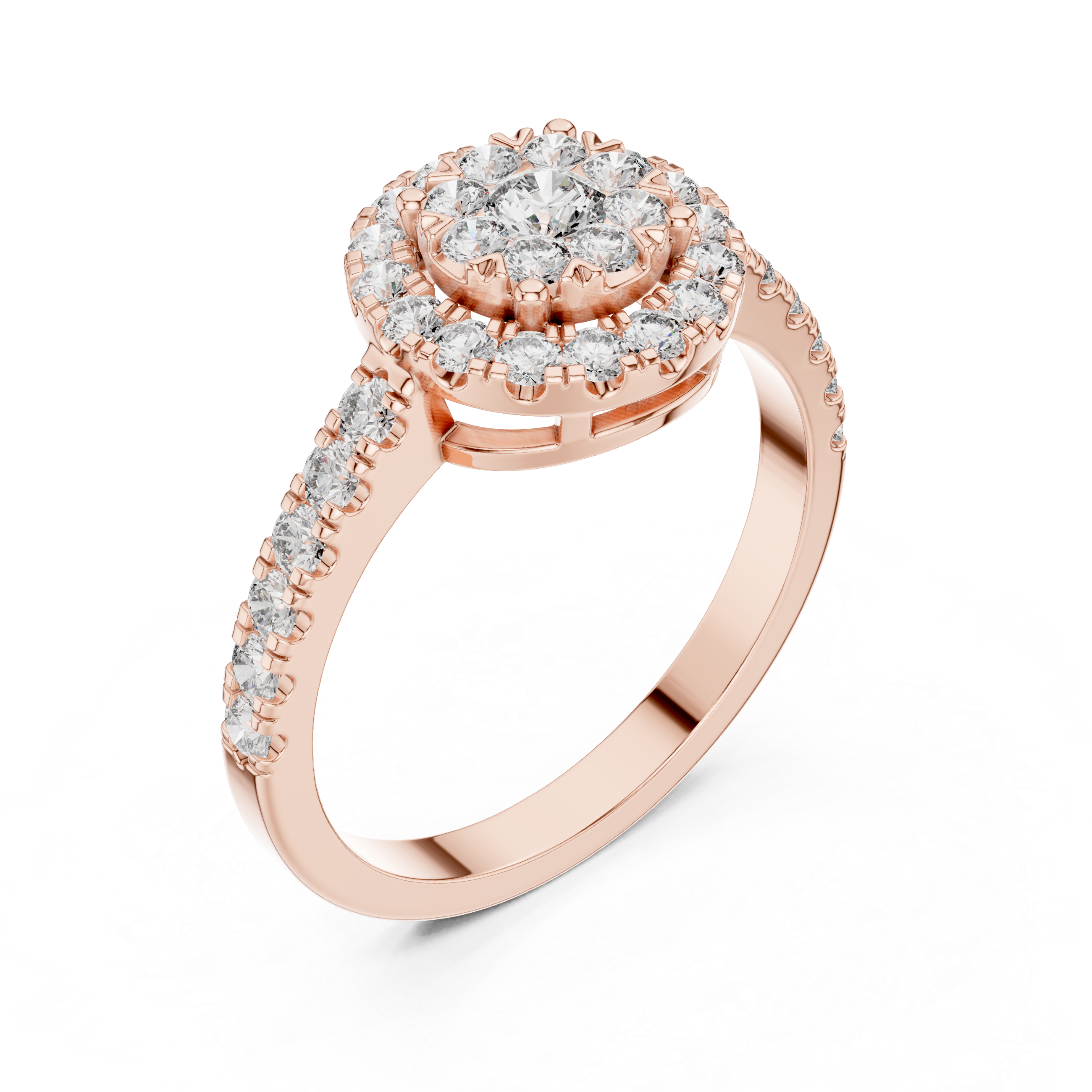 IGI Certified Double Halo Lab-Grown Diamond Engagement Ring in 14K & 18K Rose Gold | Kiashaa Jewellery