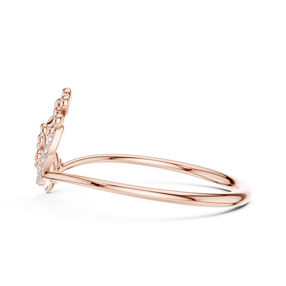 Rose Gold Floral Diamond Ring – Elegant Dual Bloom Design for Women