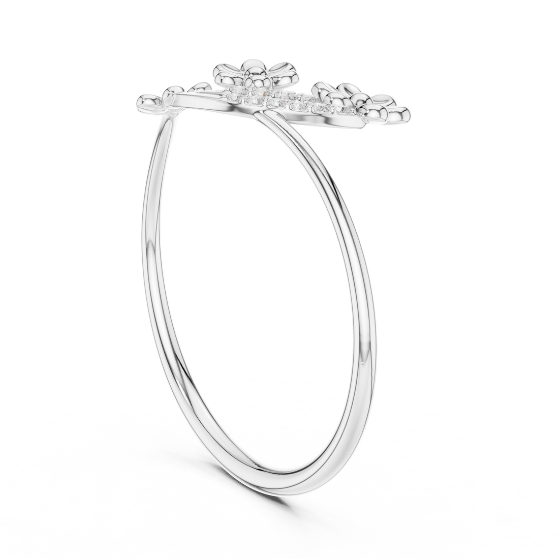 Rose Gold Floral Diamond Ring – Elegant Dual Bloom Design for Women