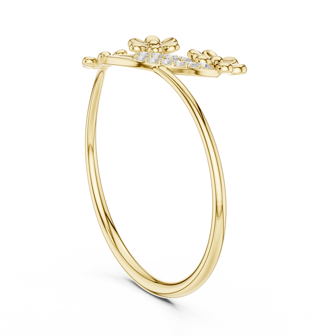Rose Gold Floral Diamond Ring – Elegant Dual Bloom Design for Women