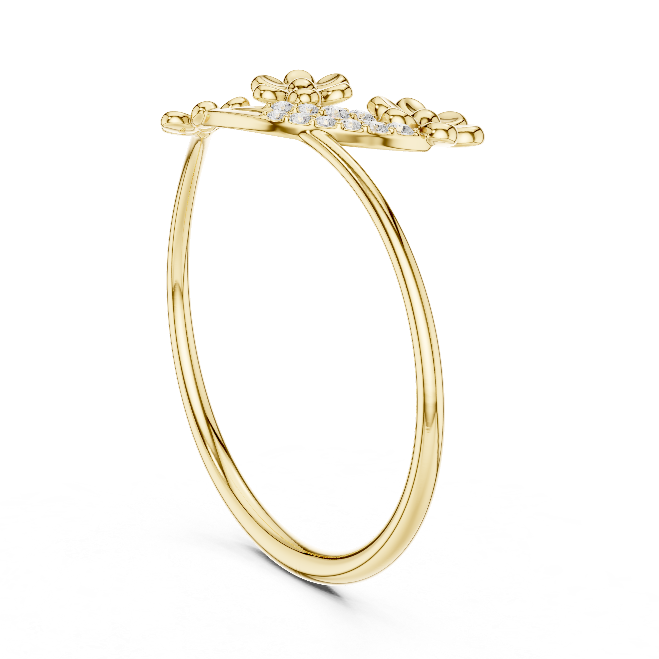 Floral Diamond Open Ring in 14K/18K Gold