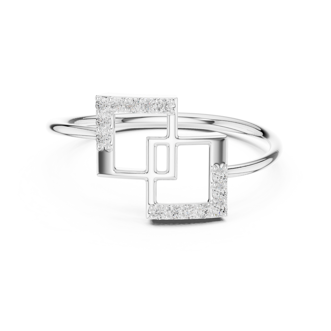 Modern Geometric Diamond Ring in 14K/18K Gold