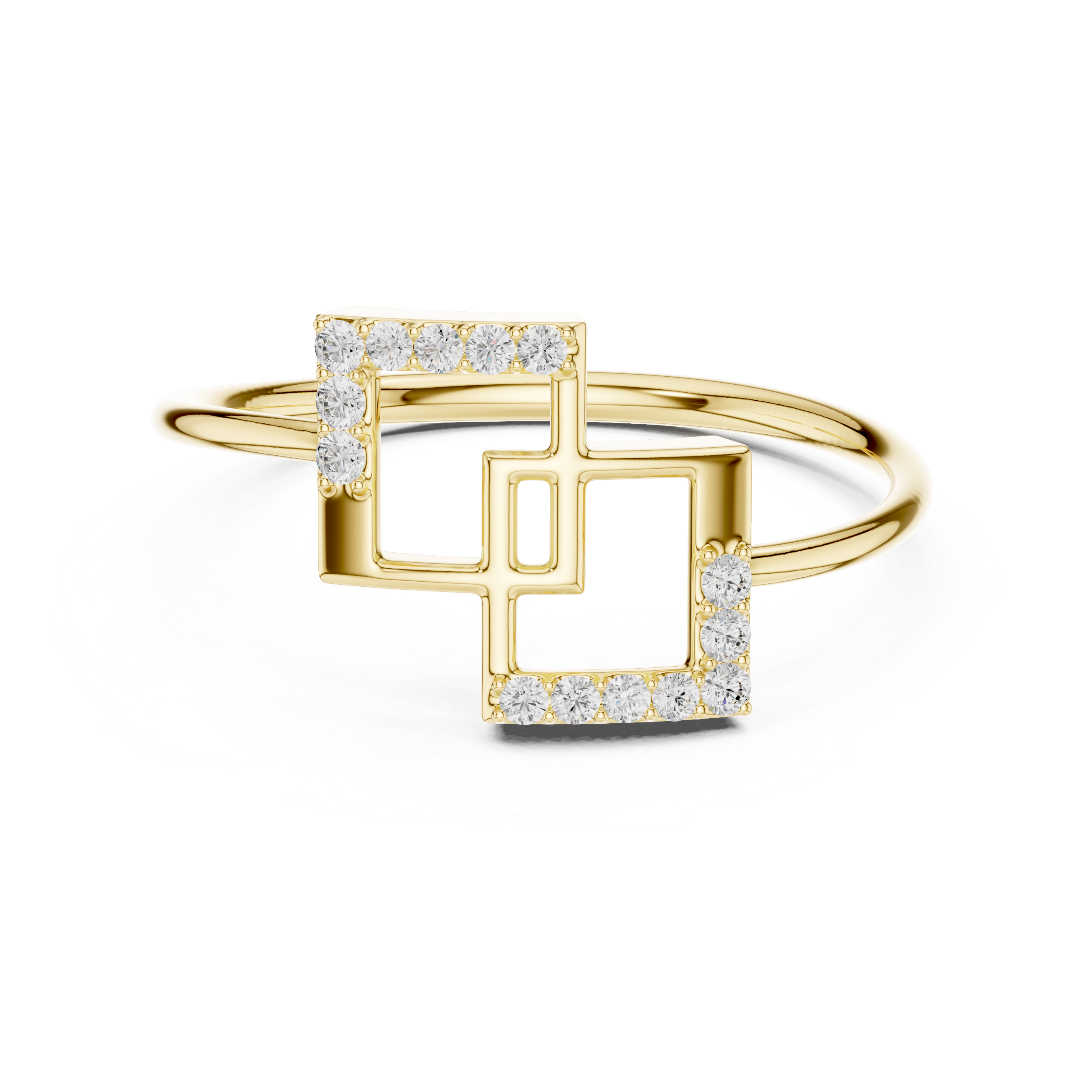 Modern Geometric Diamond Ring in 14K/18K Gold