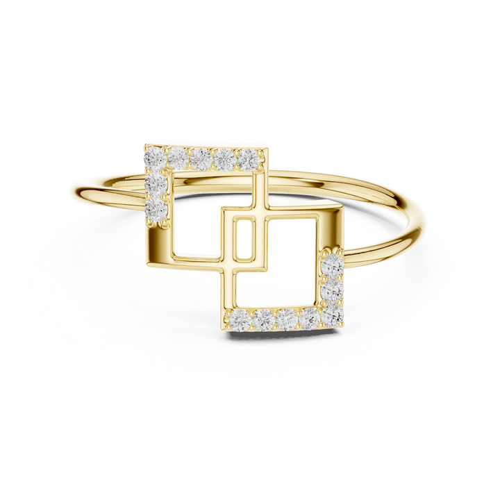 Modern Geometric Diamond Ring in 14K/18K Gold