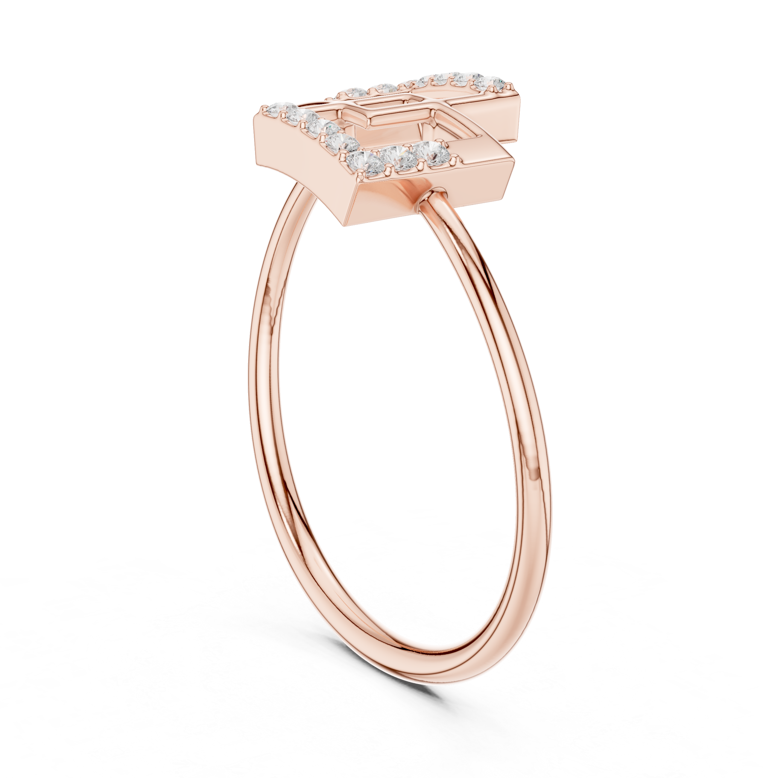 Modern Geometric Diamond Ring in 14K/18K Gold